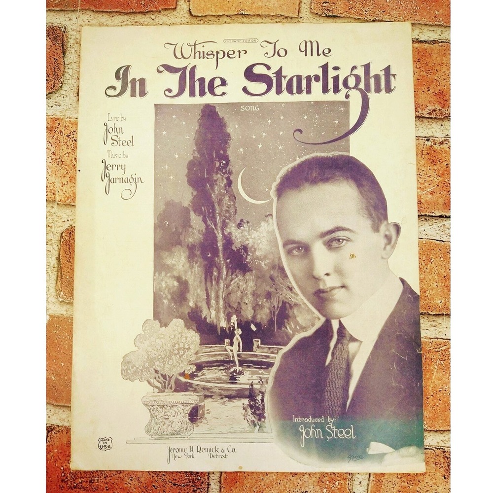 1922 Whisper to Me in the Starlight Vintage Sheet Music John Steel Ephemera